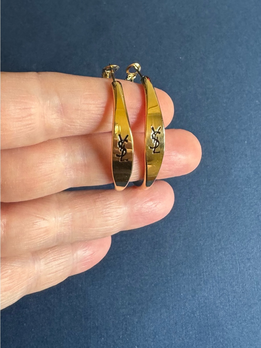Gold YSL Hoop Earrings